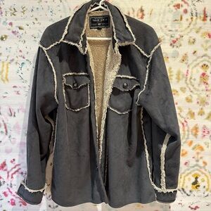 True Grit Charcoal Jacket with Sherpa Trim